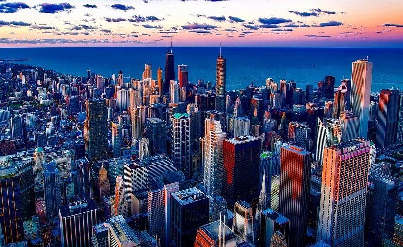 ジグソーパズルのヒント：シカゴのビル街