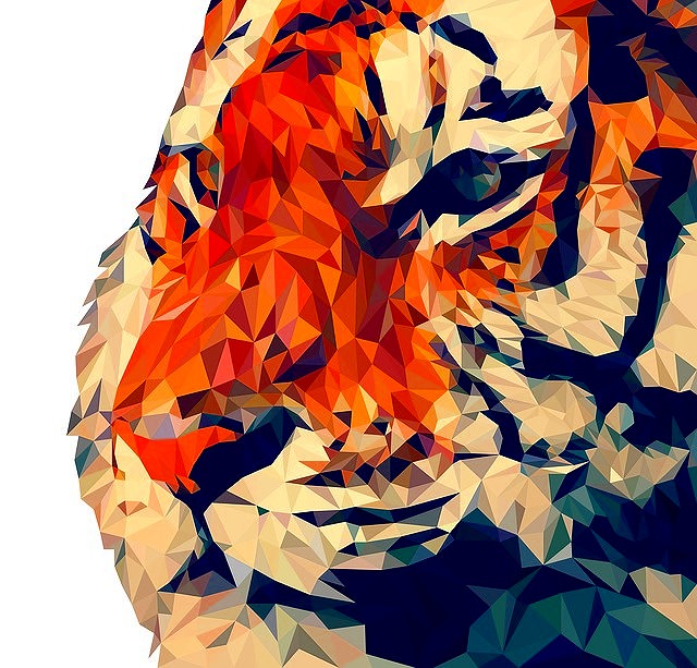 ジグソーパズルのヒント：獲物を見据える虎