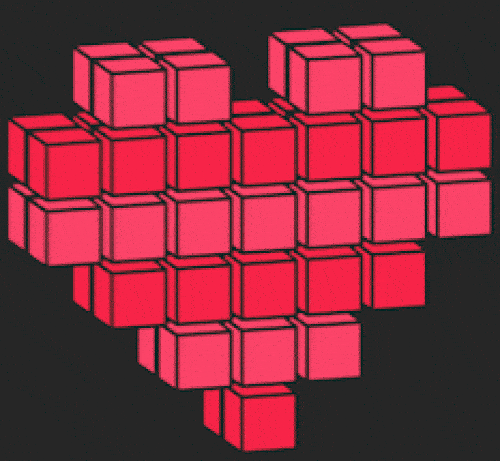 ジグソーパズルのヒント：ブロックで形作られるハート