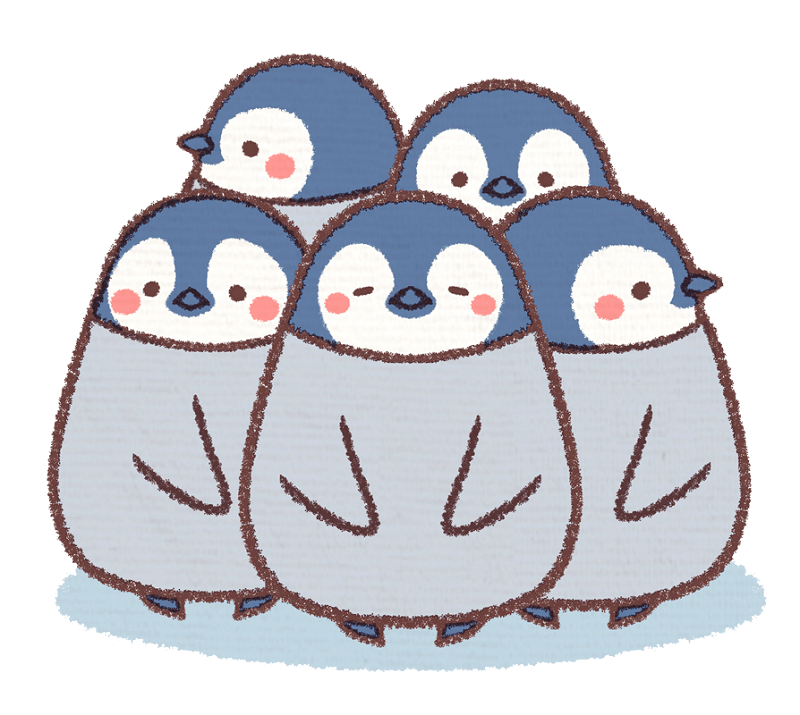ジグソーパズルのヒント：ペンギンの群れのイラスト