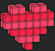 無料ジグソーパズルゲーム「ブロックで形作られるハート」