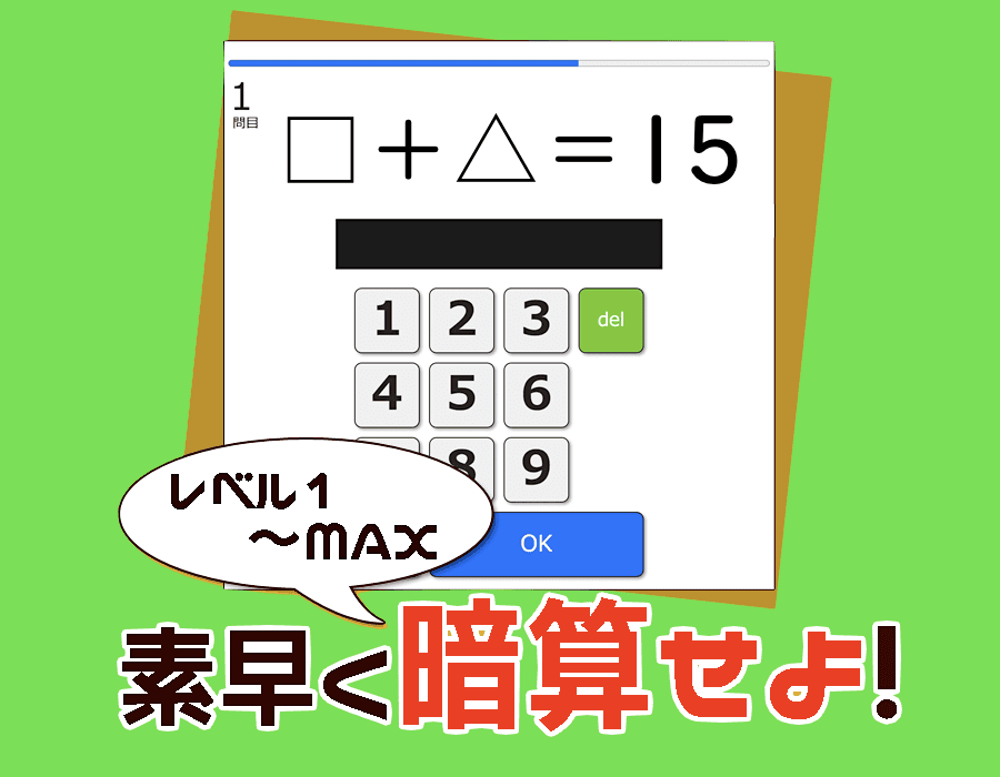 □に 入る数（足して15）