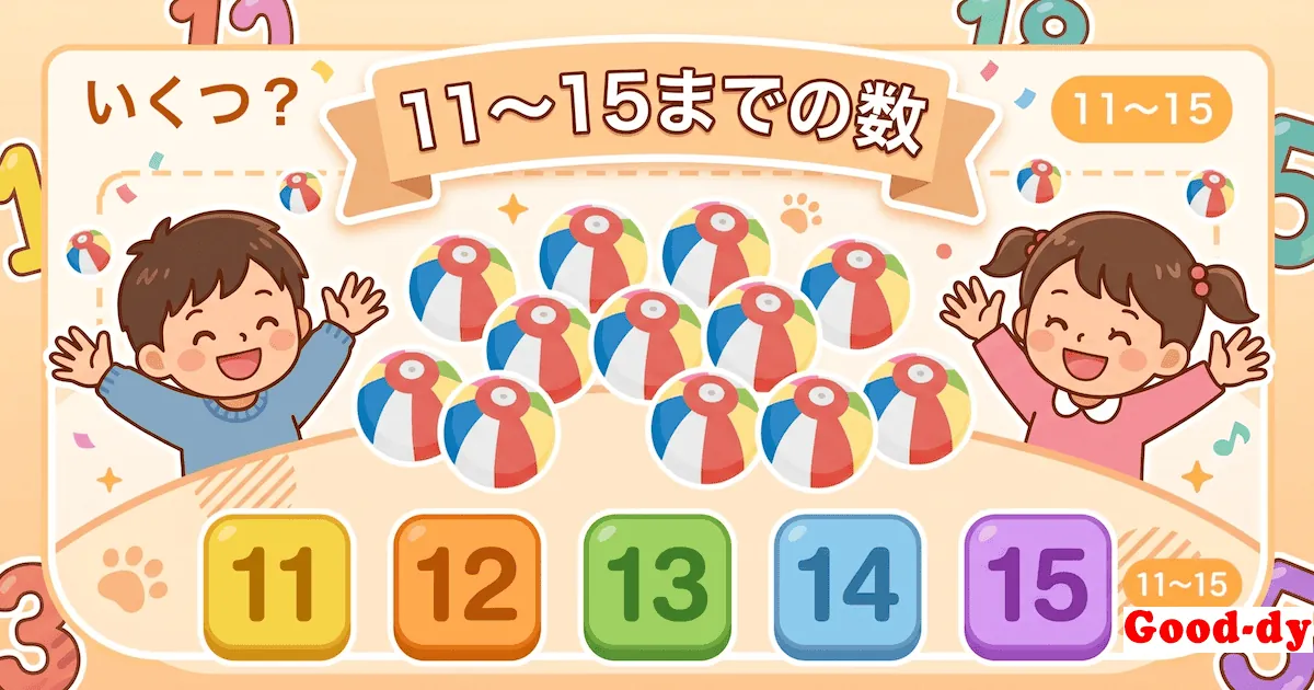数え方・数字ゲーム「いくつ？（11〜15）」- 絵の数をかぞえて当てる知育ゲーム